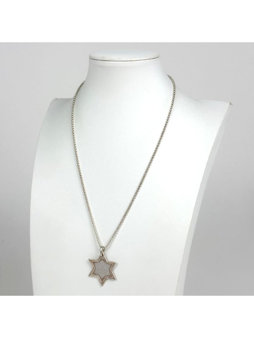 Gucci Star of David Plate Necklace 925 Sterling Silver - Picture 4 of 5